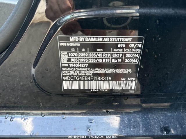 Mercedes-Benz GLA 250 2015 WDCTG4EB4FJ188318 Image 9