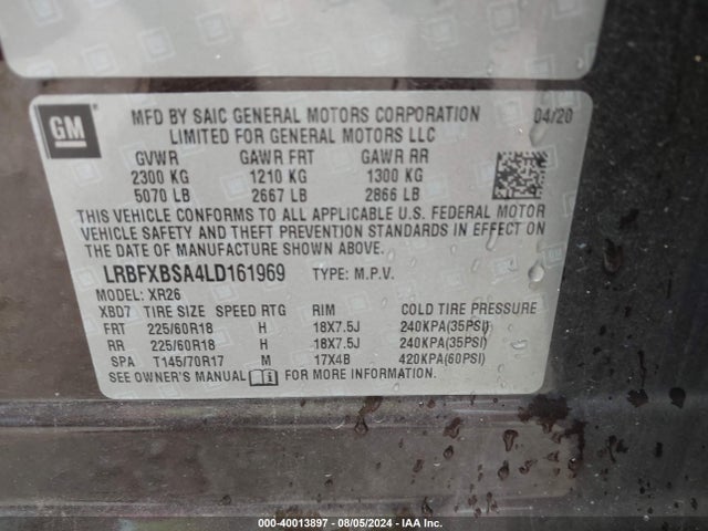 Buick Envision Fwd Preferred 2020 LRBFXBSA4LD161969 Image 9