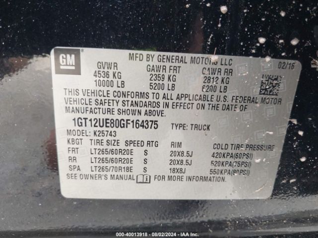 1GT12UE80GF164375 GMC Sierra 2500hd Denali