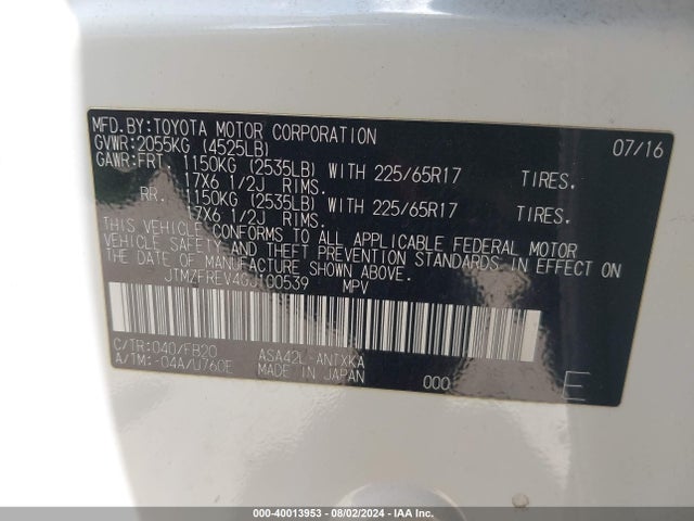 Toyota RAV4 LE 2016 JTMZFREV4GJ100539 Image 9