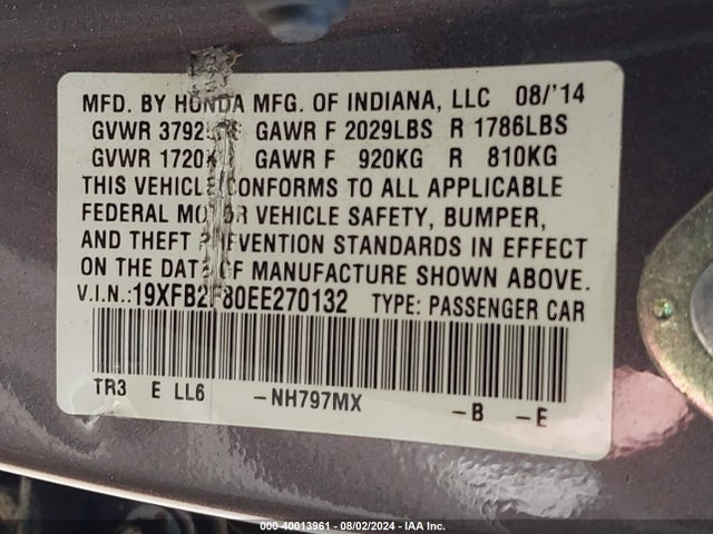 Honda CIVIC EX 2014 19XFB2F80EE270132 Image 9