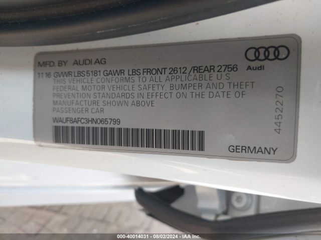 WAUF8AFC3HN065799 Audi A6 2.0t Premium