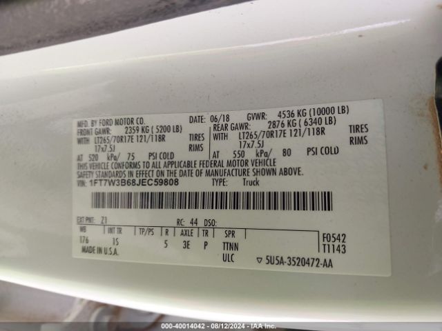1FT7W3B68JEC59808 Ford F-350 Xl