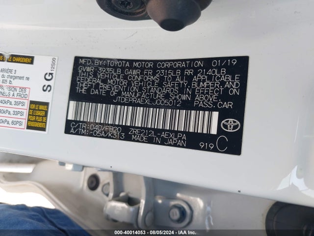 Toyota COROLLA LE 2020 JTDEPRAEXLJ005012 Image 9
