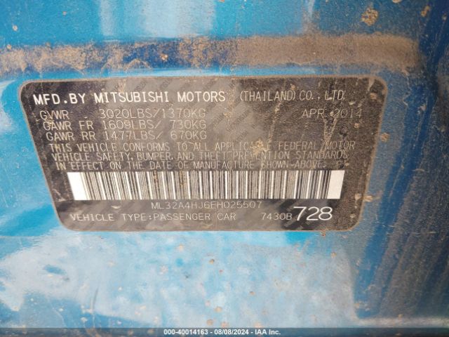 ML32A4HJ6EH025507 Mitsubishi MIRAGE ES