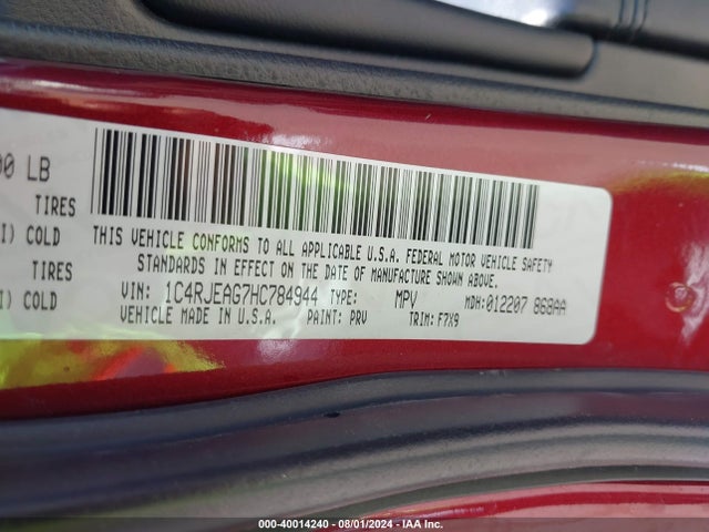 1C4RJEAG7HC784944 Jeep Grand Cherokee Laredo 4x2