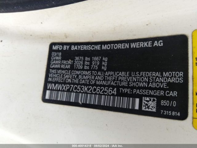 WMWXP7C53K2C62564 Mini Hardtop Cooper S