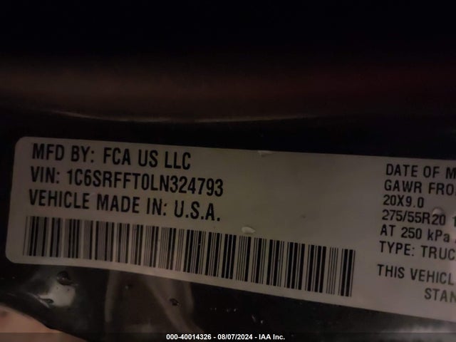 RAM 1500 2020 1C6SRFFT0LN324793 Image 9