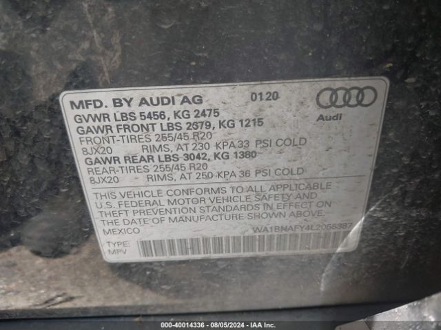 WA1BNAFY4L2055387 Audi Q5 Premium Plus 45 Tfsi Quattro S Tronic