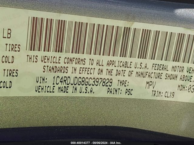 1C4RDJDG8GC397829 Dodge DURANGO LIMITED