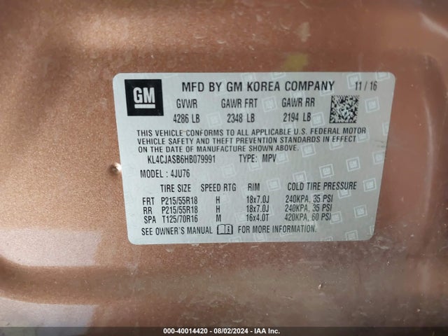 Buick Encore Preferred 2017 KL4CJASB6HB079991 Image 9