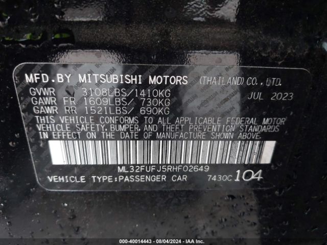 ML32FUFJ5RHF02649 Mitsubishi Mirage G4 Es