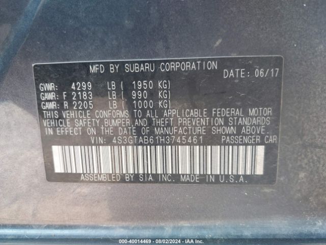 4S3GTAB61H3745461 Subaru Impreza 2.0i Premium