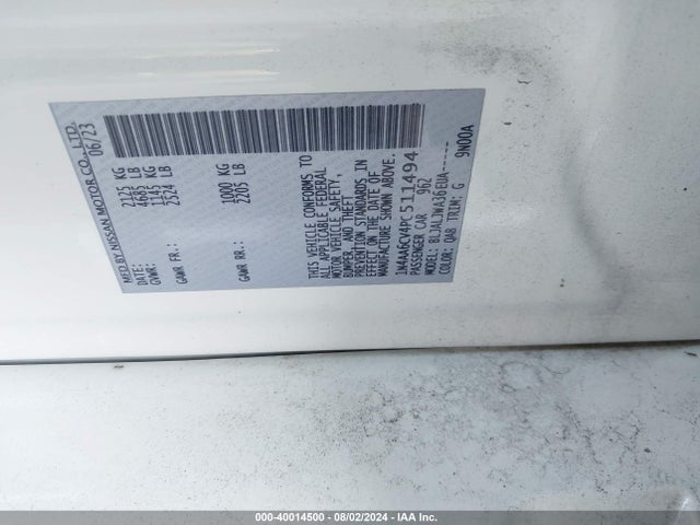 Nissan Maxima Sv Xtronic Cvt 2023 1N4AA6CV4PC511494 Image 9