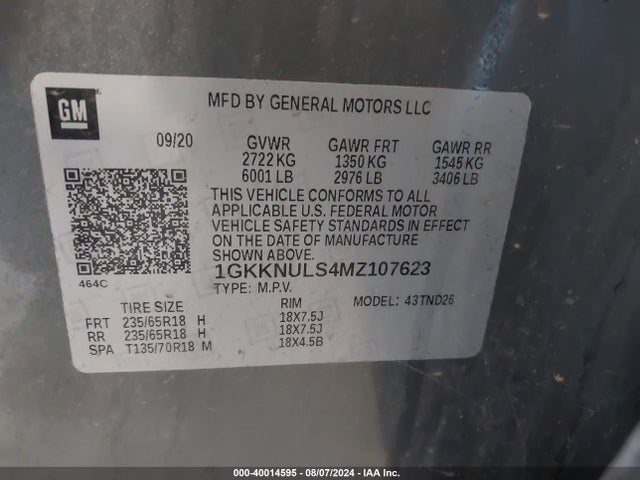 GMC Acadia Awd Slt 2021 1GKKNULS4MZ107623 Image 9