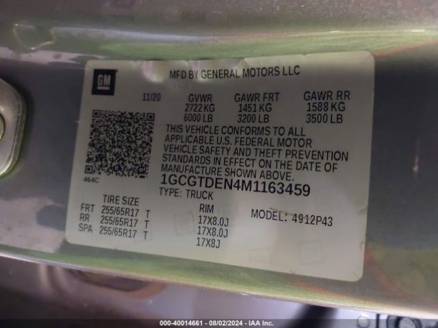 1GCGTDEN4M1163459 Chevrolet Colorado 4wd  Short Box Z71