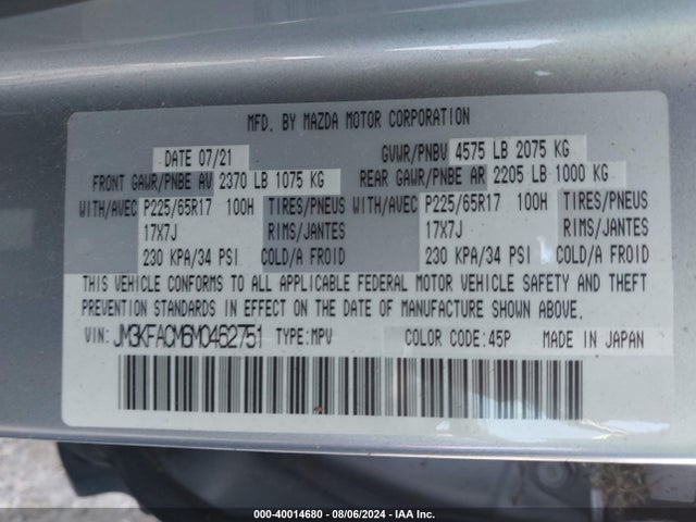 Mazda Cx-5 Touring 2021 JM3KFACM6M0462751 Image 9