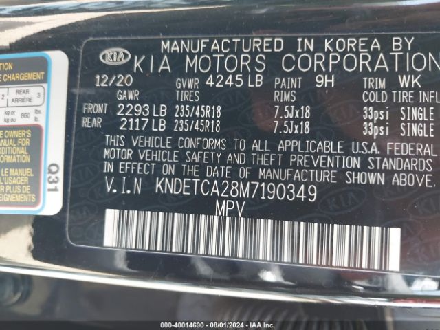 KNDETCA28M7190349 KIA Seltos Sx Turbo