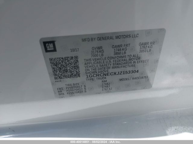 1GCRCNECXJZ153304 Chevrolet Silverado 1500 Wt