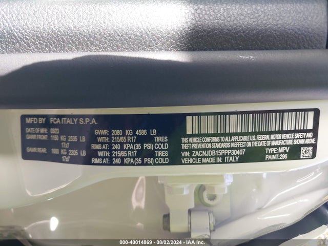 ZACNJDB15PPP30407 Jeep Renegade Upland 4x4