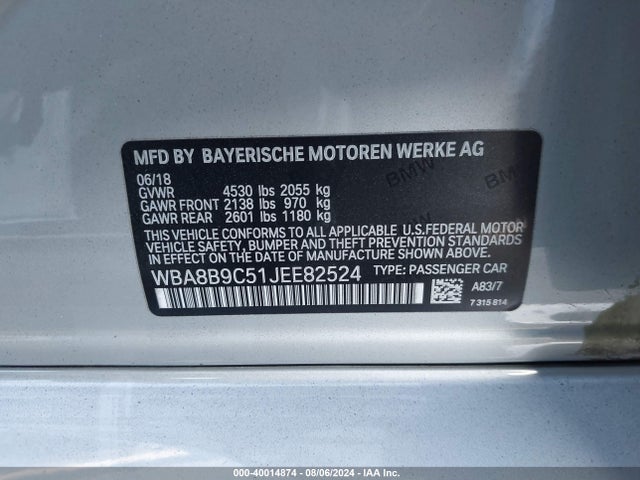 WBA8B9C51JEE82524 BMW 330I