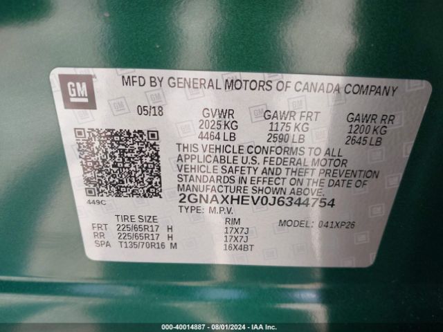 2GNAXHEV0J6344754 Chevrolet EQUINOX LS