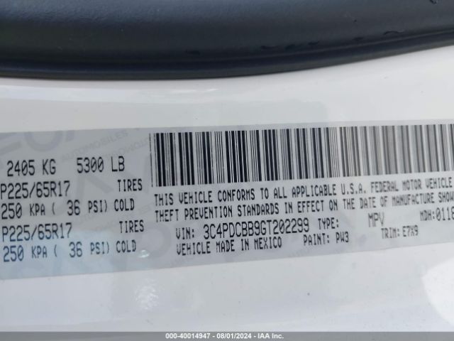 3C4PDCBB9GT202299 Dodge Journey Sxt