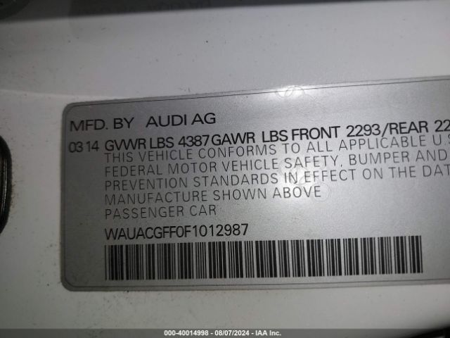 WAUACGFF0F1012987 Audi A3 1.8t Premium