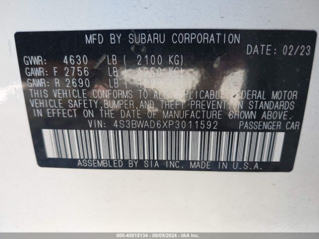 4S3BWAD6XP3011592 Subaru Legacy Premium