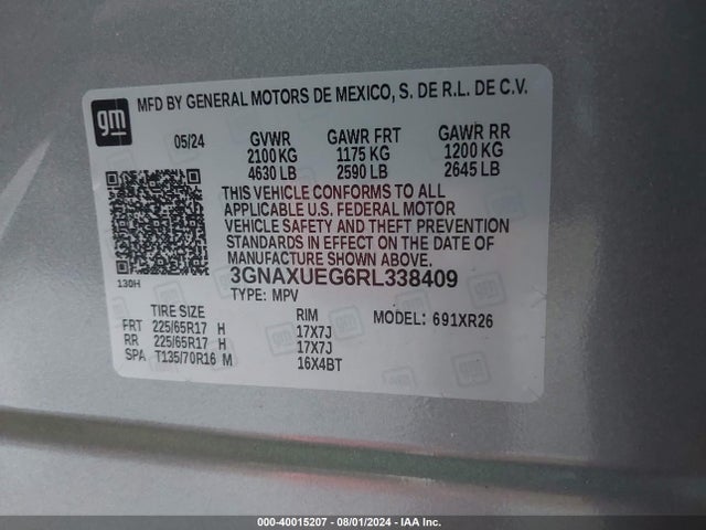 Chevrolet Equinox Awd Lt 2024 3GNAXUEG6RL338409 Image 9