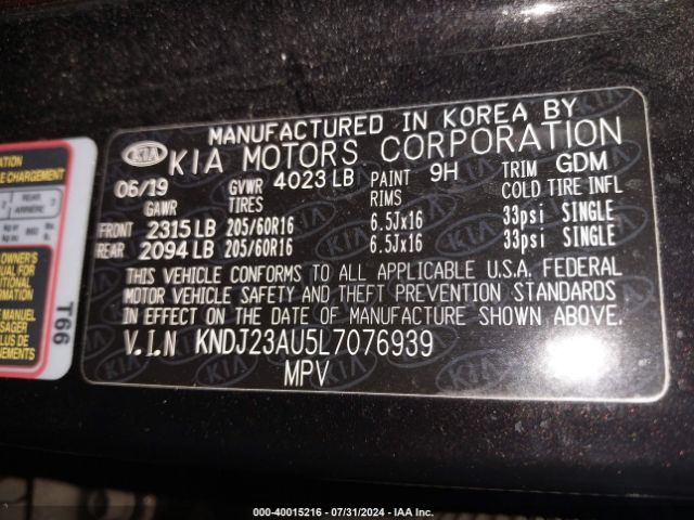 KNDJ23AU5L7076939 KIA SOUL LX