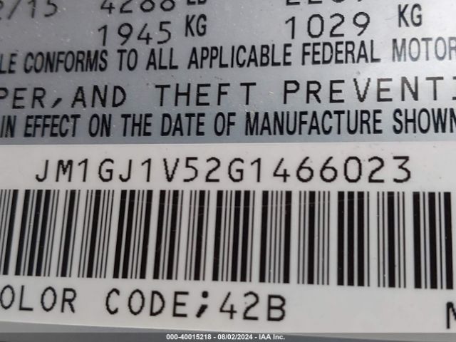 JM1GJ1V52G1466023 Mazda MAZDA6