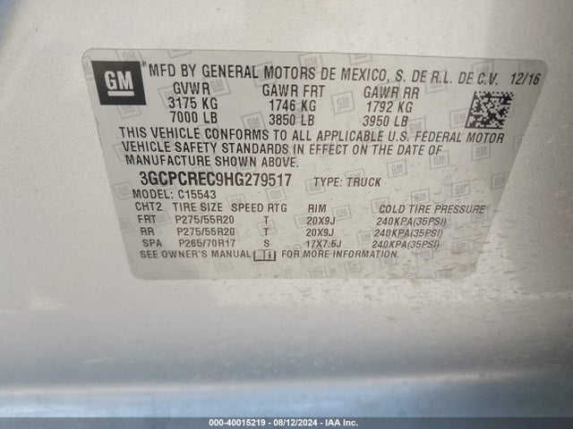Chevrolet Silverado 1500 1lt 2017 3GCPCREC9HG279517 Image 9