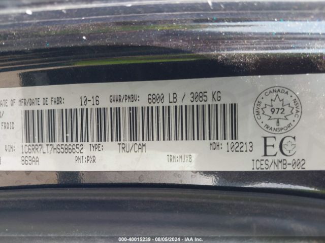 1C6RR7LT7HS586652 RAM 1500 Slt