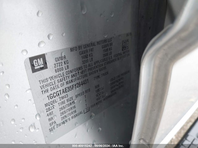 1GCGTAE35F1264431 Chevrolet Colorado Wt