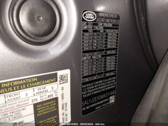 SALYJ2EX0MA311440 Land Rover Range Rover Velar P250 S