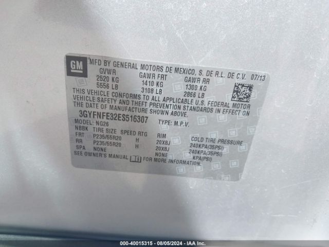 3GYFNFE32ES516307 Cadillac Srx Performance Collection