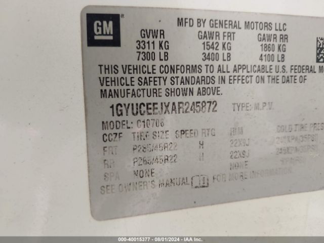 2010 CADILLAC ESCALADE HYBRID 1GYUCEEJXAR245872 Photo 8