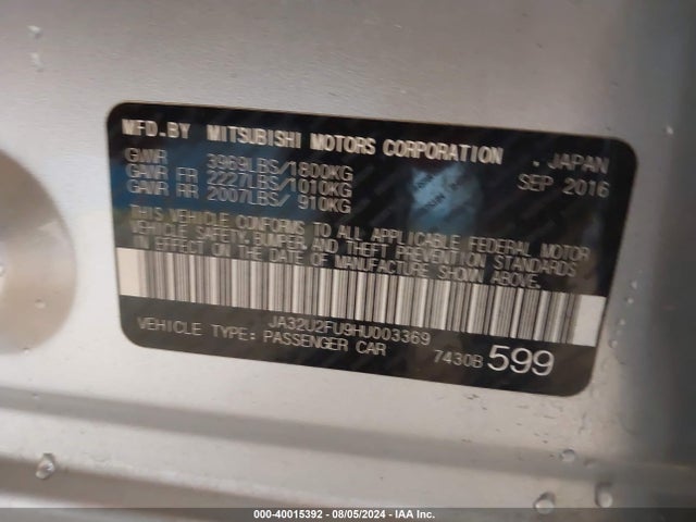 2017 MITSUBISHI LANCER JA32U2FU9HU003369 Photo 8