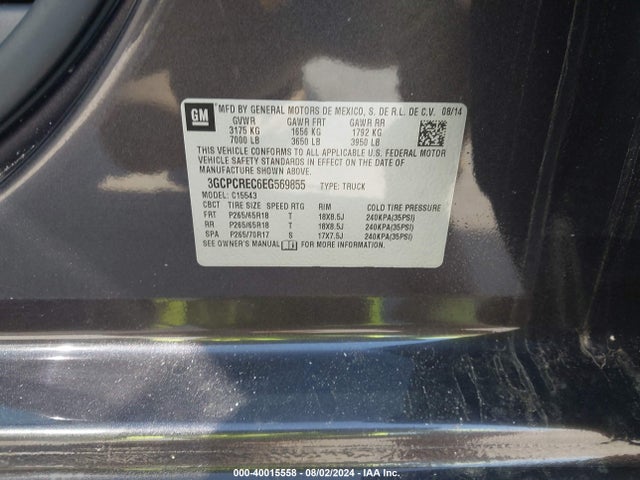Chevrolet Silverado 1500 1lt 2014 3GCPCREC6EG569855 Image 9