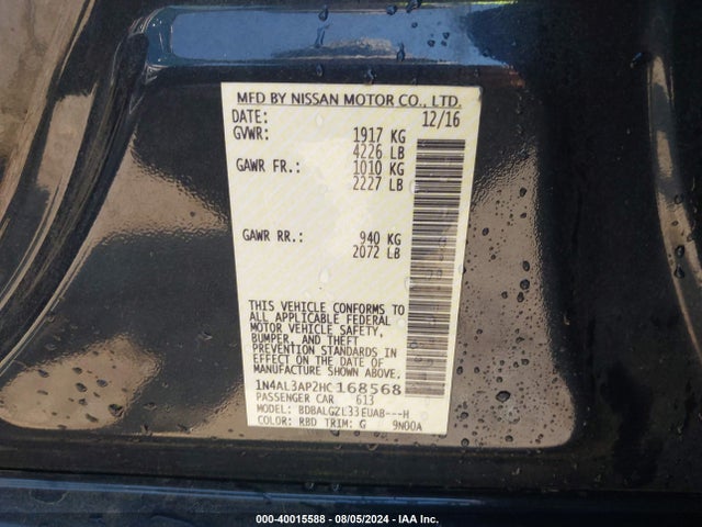 Nissan Altima 2.5 S 2017 1N4AL3AP2HC168568 Image 9