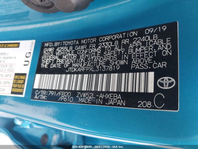 JTDKARFPXL3137819 Toyota Prius Prime Le