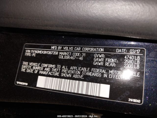 YV140MEK8H1367358 Volvo V60 T5 Premier