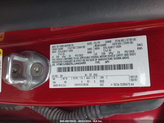 1FMCU9BZ5LUA62455 Ford Escape Se Sport Hybrid