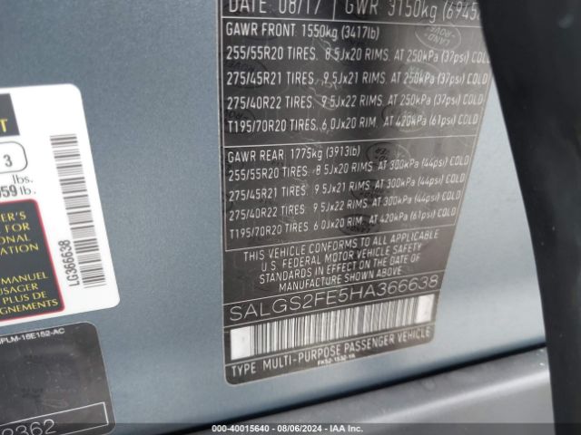 SALGS2FE5HA366638 Land Rover Range Rover 5.0l V8 Supercharged