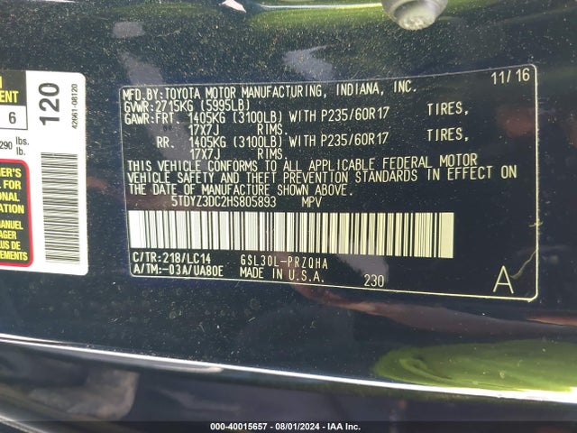 Toyota Sienna Xle 8 Passenger 2017 5TDYZ3DC2HS805893 Image 9