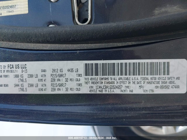 Jeep Compass Sport 2016 1C4NJCBA1GD524657 Image 9