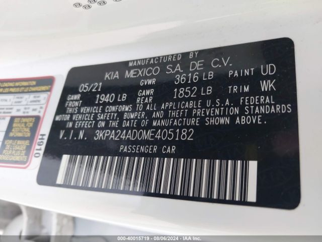 3KPA24AD0ME405182 KIA RIO S