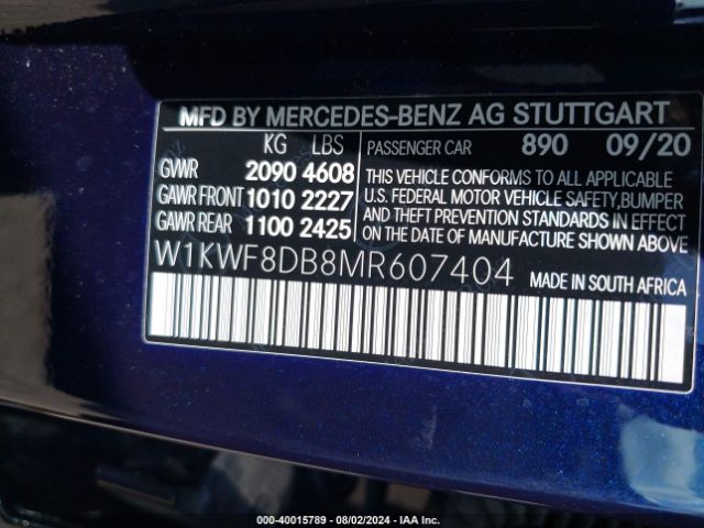 W1KWF8DB8MR607404 Mercedes-Benz C 300 Sedan