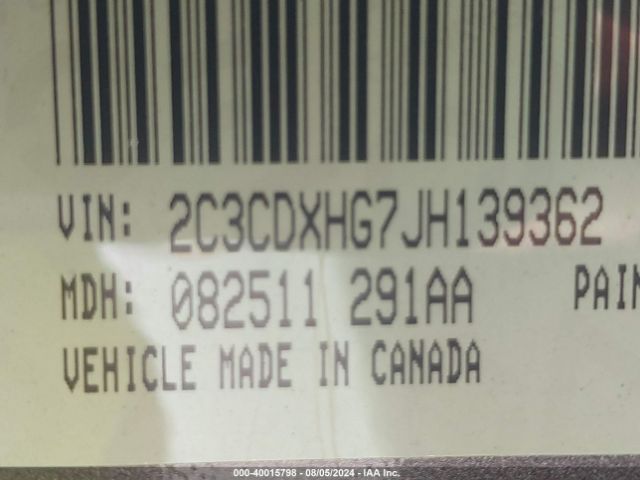 2C3CDXHG7JH139362 Dodge Charger Sxt Plus Rwd